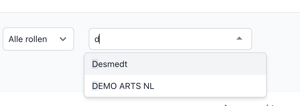 dropdown met autocomplete