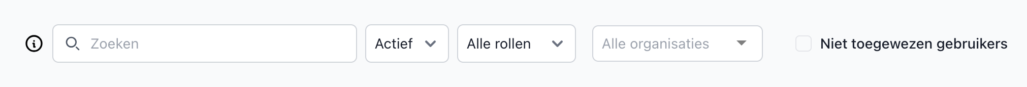 voorbeeld zoekfilters op gebruikerspagina